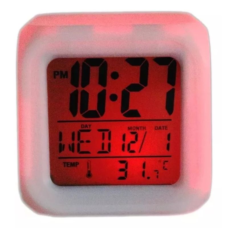 GENERICO - Reloj Cubo Led Despertador Digital Cambia Color Termometro