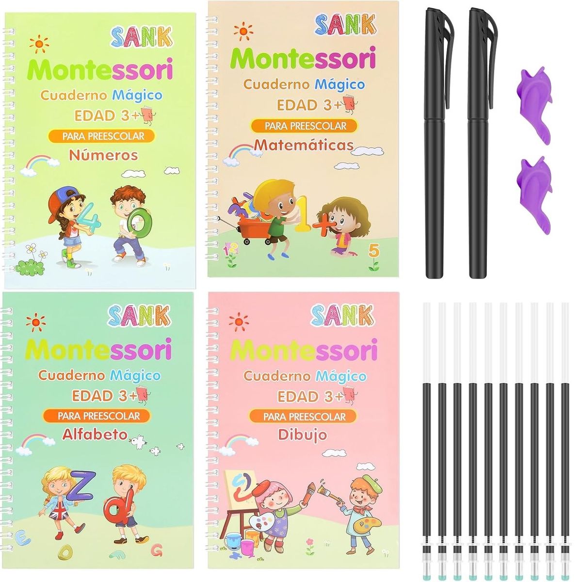 GENERICO - Pack De 4 Libros Educativos Caligrafía  Español Para Niños