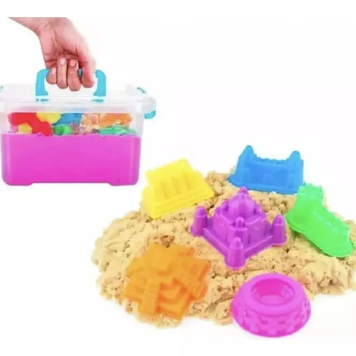 GENERICO - Arena Mágica 1 Kilo Con Moldes Y Piscina Inflable Para Juego