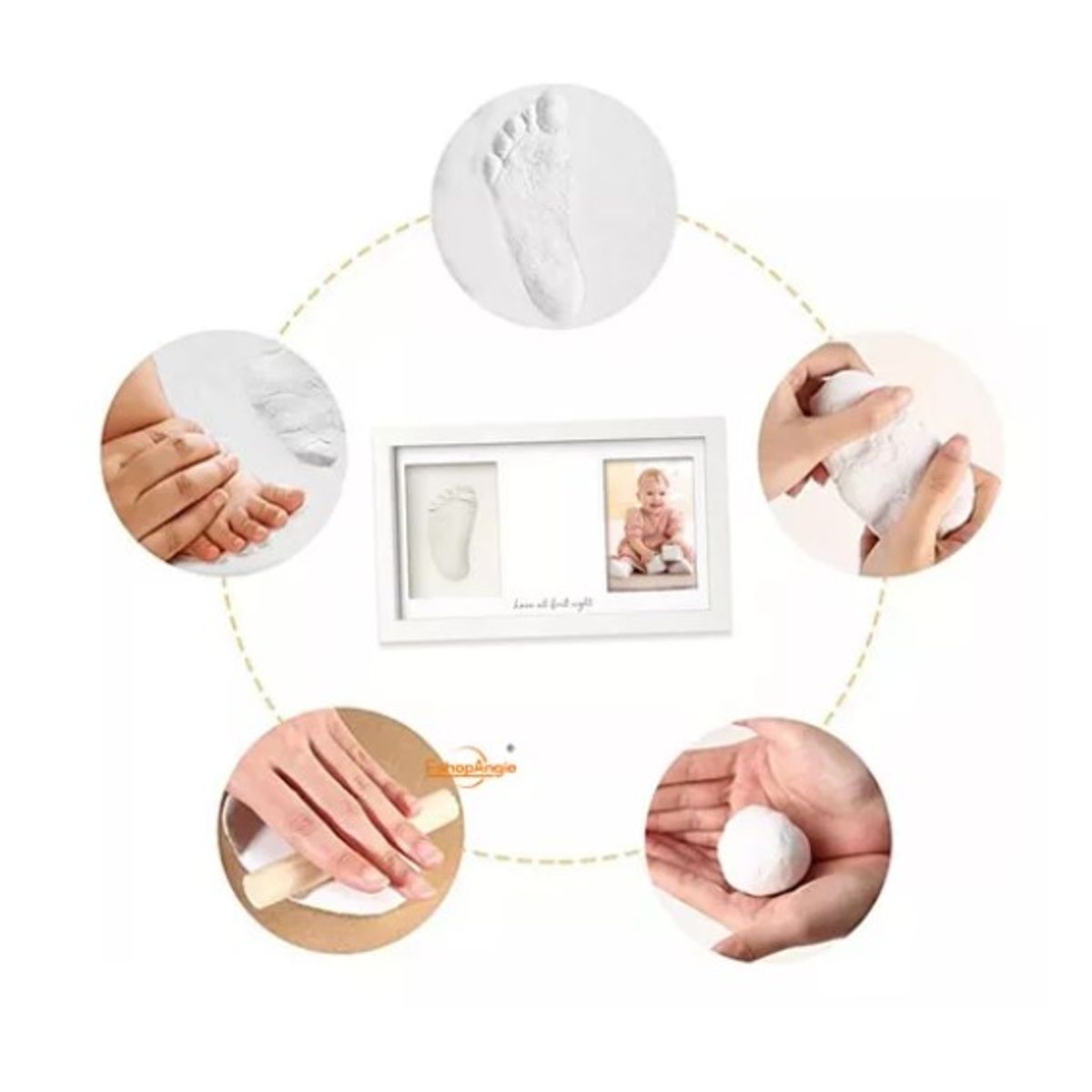 OFERTABKN - Kit De Marco De Foto Y Huella Pies O Mano De Bebé Arcilla