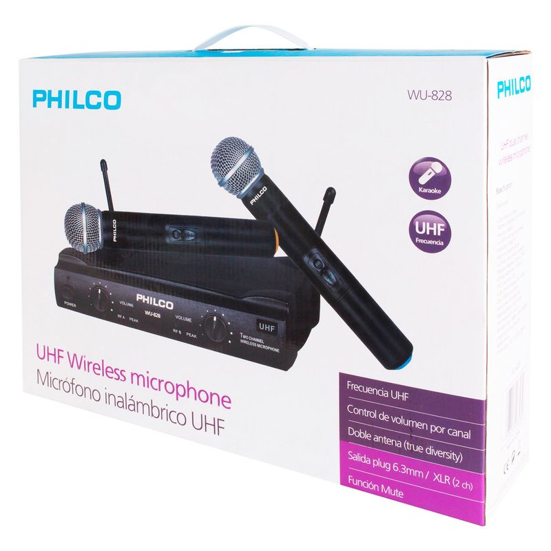 PHILCO - Set 2 Microfonos Inal. Uhf Philco - Negro