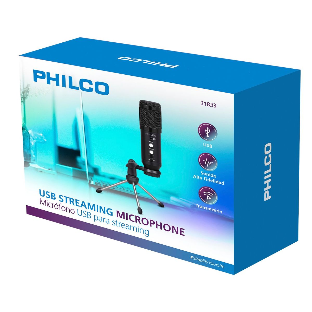 PHILCO - MICROFONO USB CON TRIPODE