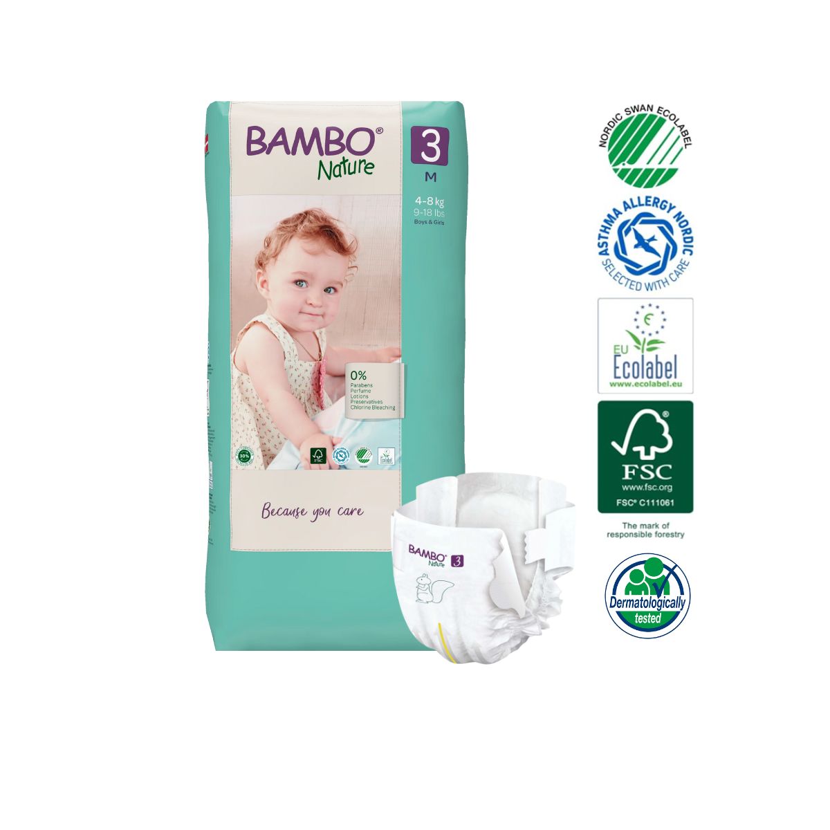 BAMBO NATURE - Pañal Bambo Nature Eco-friendly 3 Paquete Alto -Talla M -