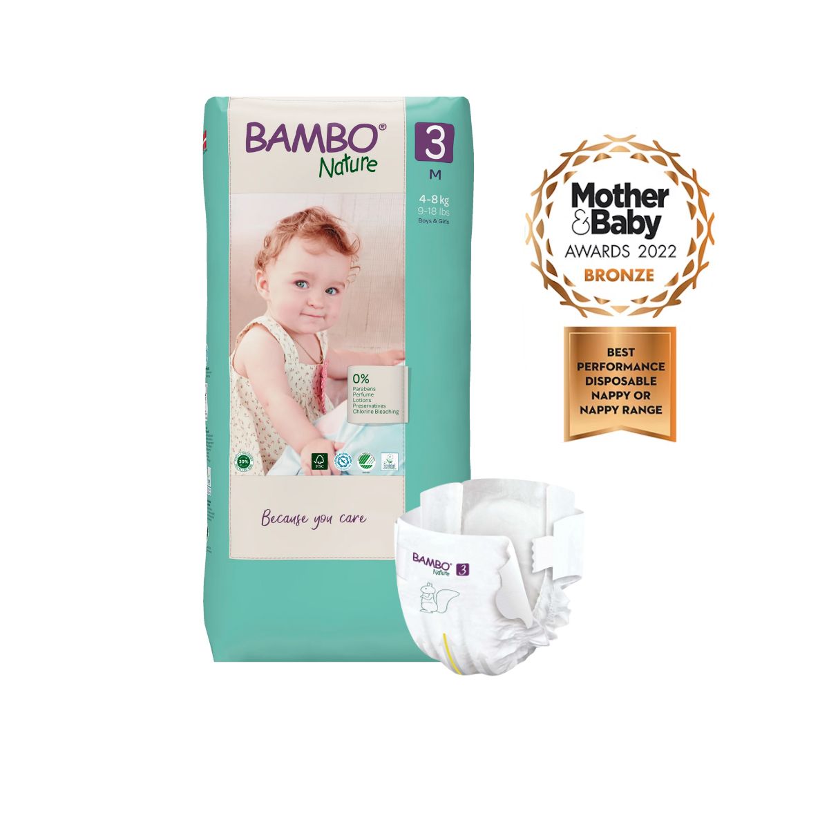 BAMBO NATURE - Pañal Bambo Nature Eco-friendly 3 Paquete Alto -Talla M -