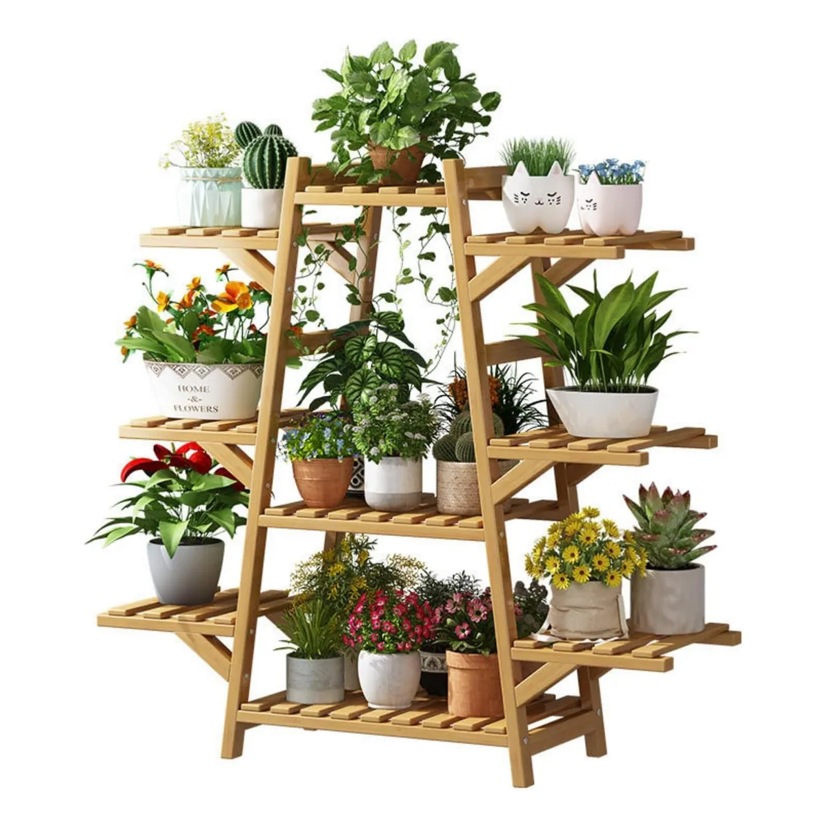 U BUY - Exhibición Macetero De Bambú Con 9 Repisas