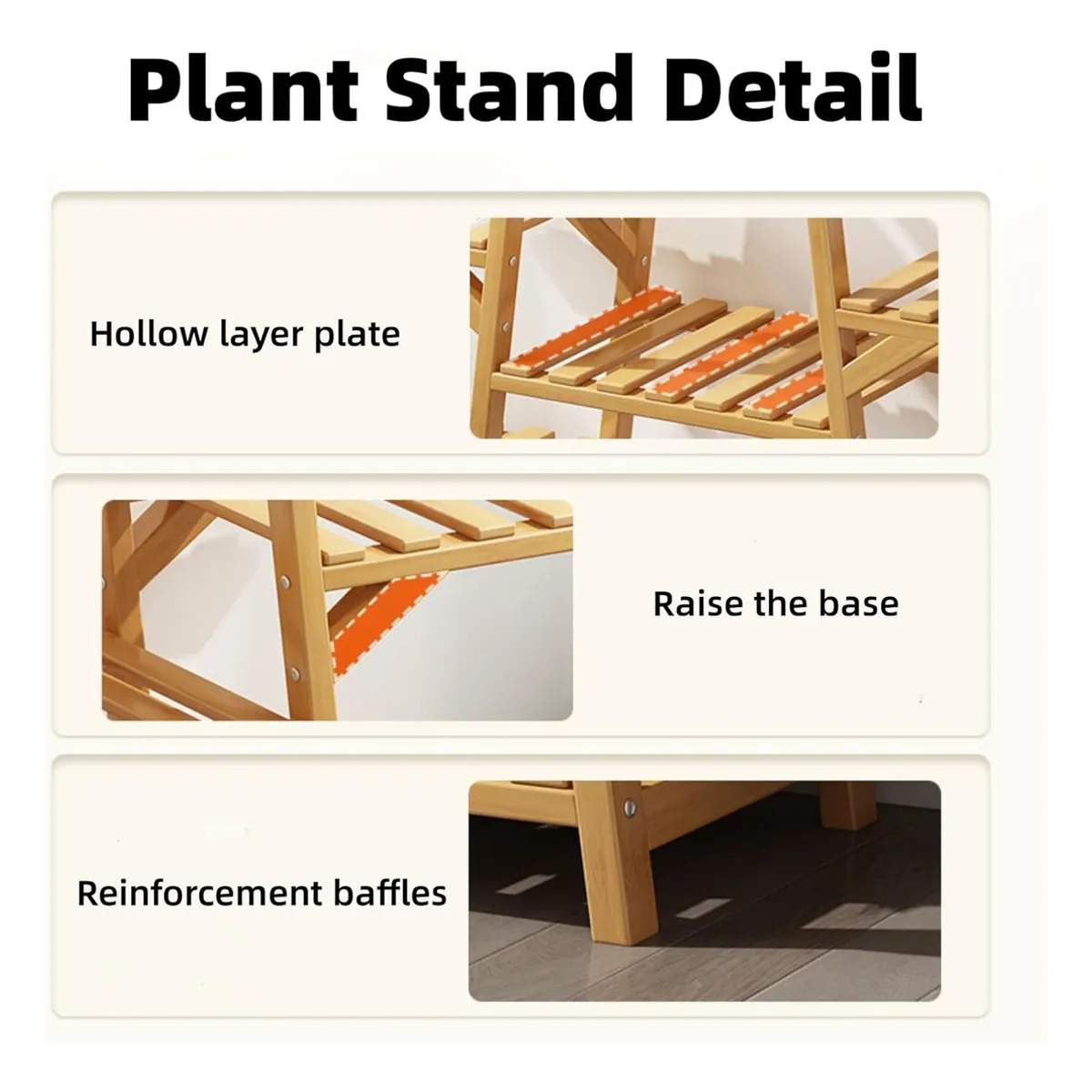 U BUY - Exhibición Macetero De Bambú Con 9 Repisas