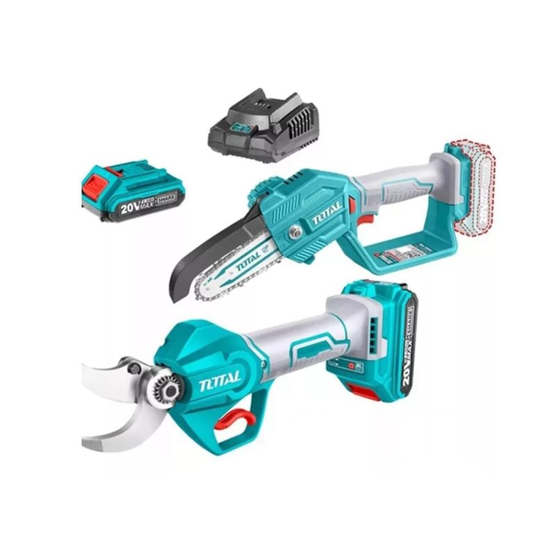 TOTAL - Kit Motosierra  Tijera De Podar  2bat 2ah Jardin 20v Total