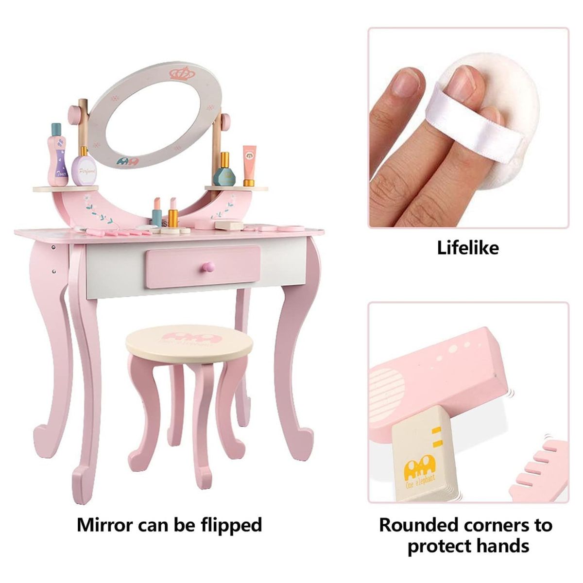 U BUY - Tocador Infantil Para Niñas Y Niños Rosado