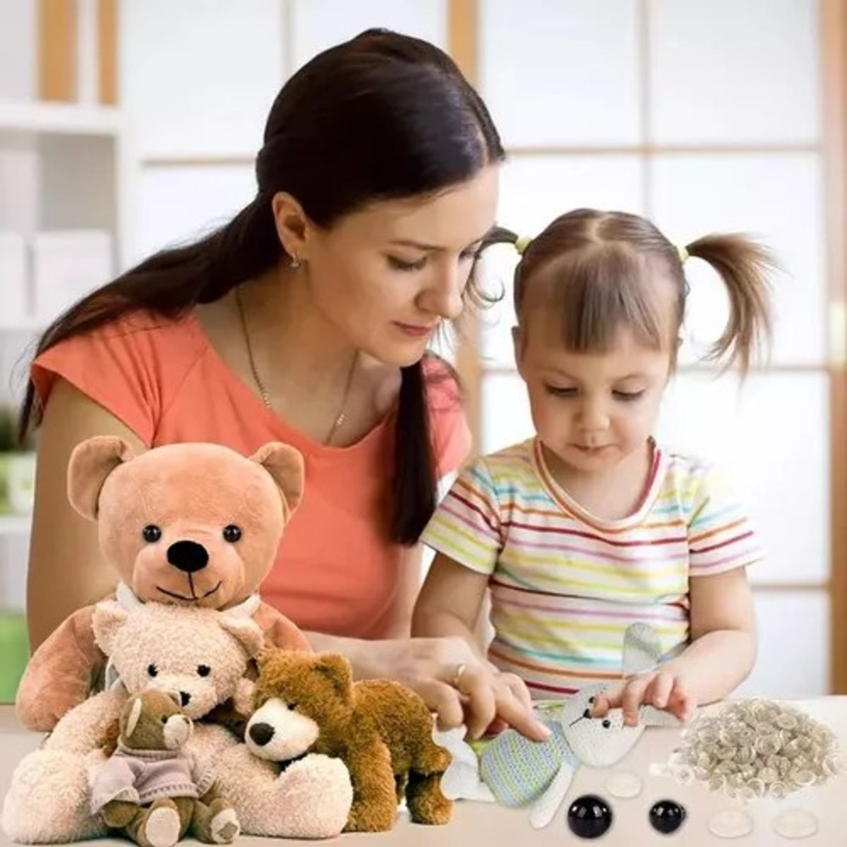 MUNDO MAGIA - Ojos De Negro Plastico Seguridad Amigurumi 6-12mm 100 Pieumi