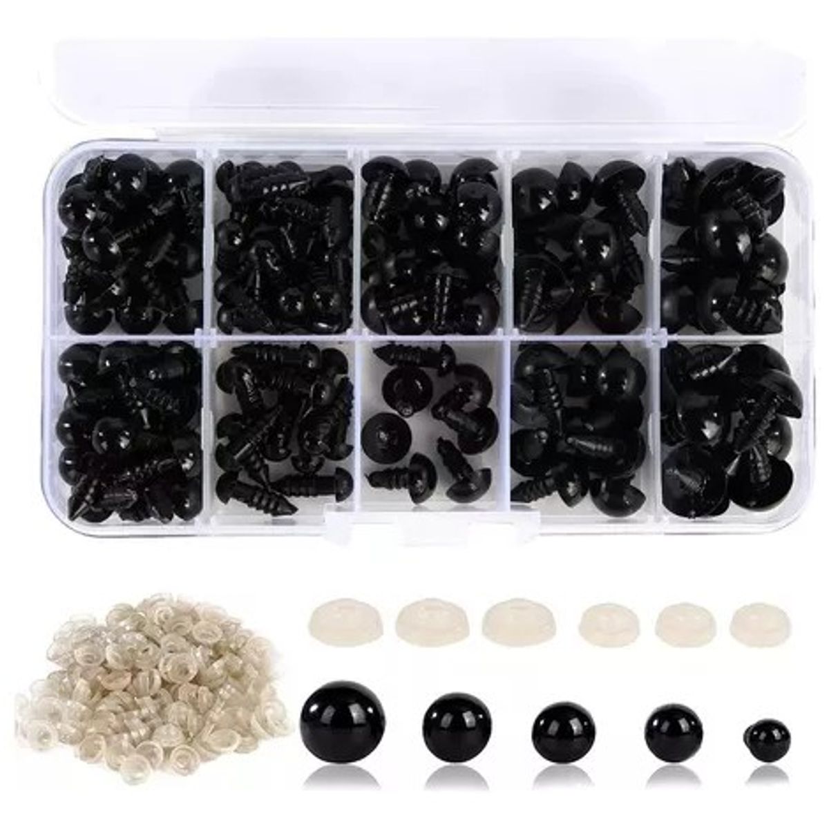 MUNDO MAGIA - Ojos De Negro Plastico Seguridad Amigurumi 6-12mm 100 Pieumi