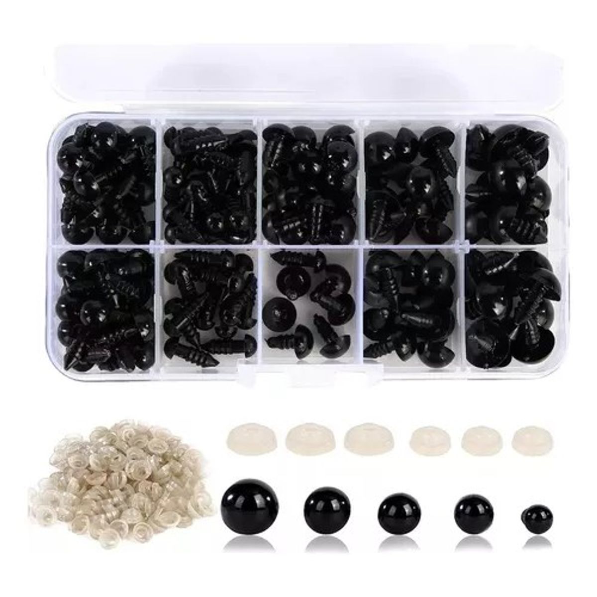 MUNDO MAGIA - Ojos De Negro Plastico Seguridad Amigurumi 6-12mm 100 Pieumi