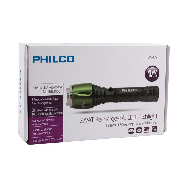 PHILCO - LINTERNA RECARG 1W CZOOM RESIST A LLUVIA PHILCO PHILCO