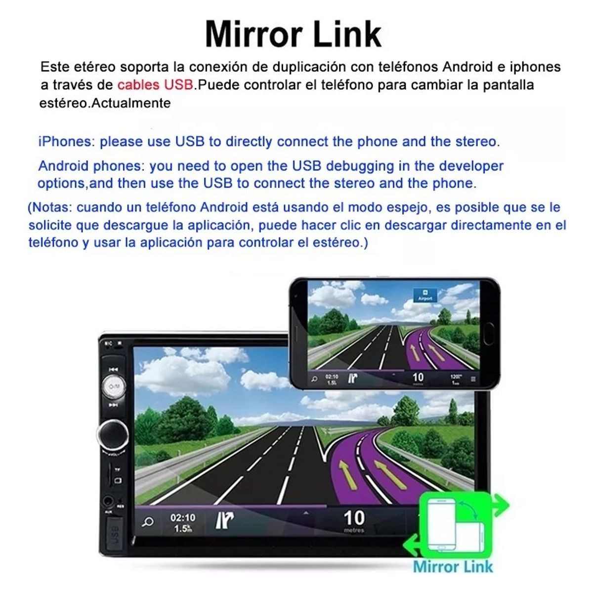 U BUY - Estéreo Para Auto Fnbrli Mirror Link 7 7010b Con Cámara