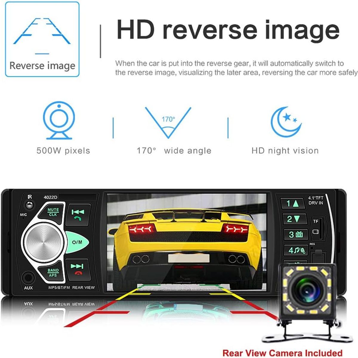 U BUY - Auto Estéreo 41 Pantalla 1 Din Bluetooth Usb Sd Fm + Camara