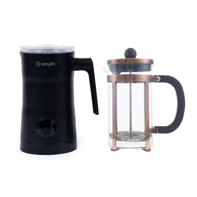Pack Espumador Leche Negro + Cafetera Prensa Francesa 600 ml
