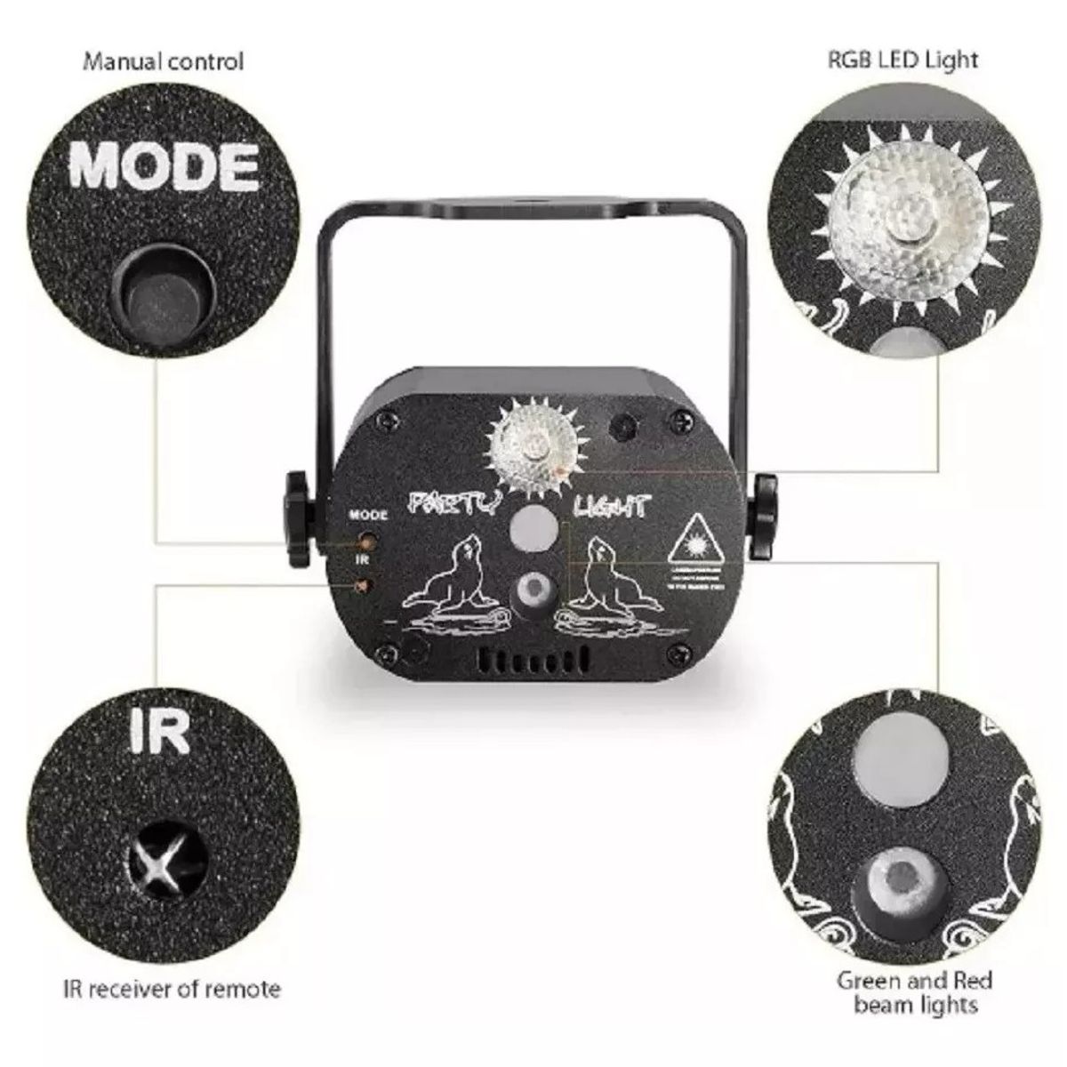 MUNDO MAGIA - Láser Proyector Luz Disco Led Rgb Fiestas 60 Patrones