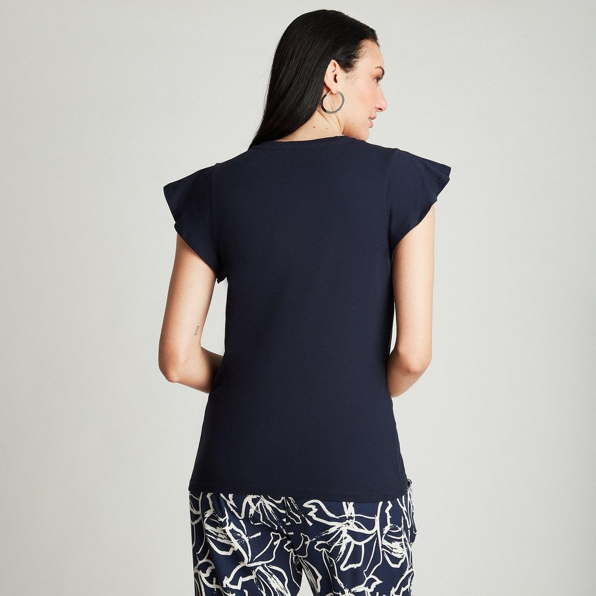 CURVI - Polera Azul Manga Corta Estampado