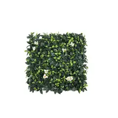 VADELL - Pasto Mural Artificial Premium Verde Con Flores De Jazmín 50 X 50 cm Con Protección UV