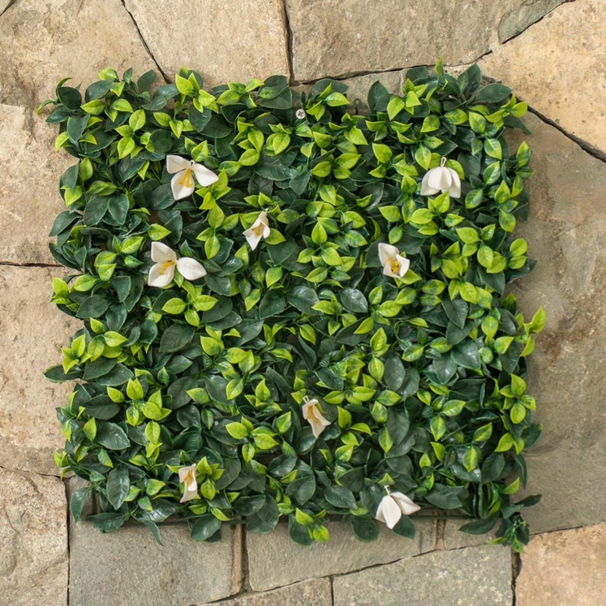Pasto Mural Artificial Premium Verde Con Flores De Jazmín 50 X 50 cm Con Protección UV, marca VADELL - Foto 2