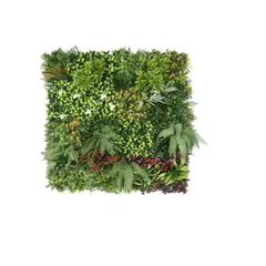 VADELL - Pasto Mural Artificial Premium Con Flores Blancas Y Ramas Multicolores 100 X 100 cm. Con Protección UV