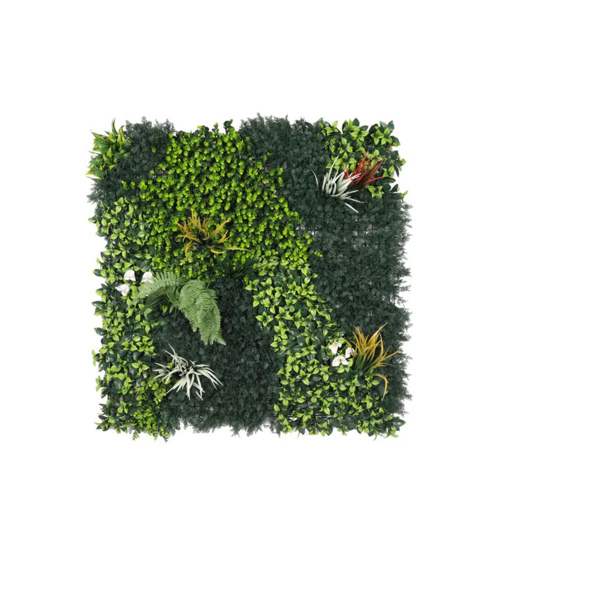 VADELL - Pasto Mural Artificial Premium Con Flores Mixtas 100 X 100 cm. Con Protección UV
