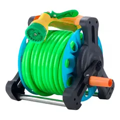 U BUY - Manguera Riel Retráctil Jardín Y Pistola 15 Mts Color Verde