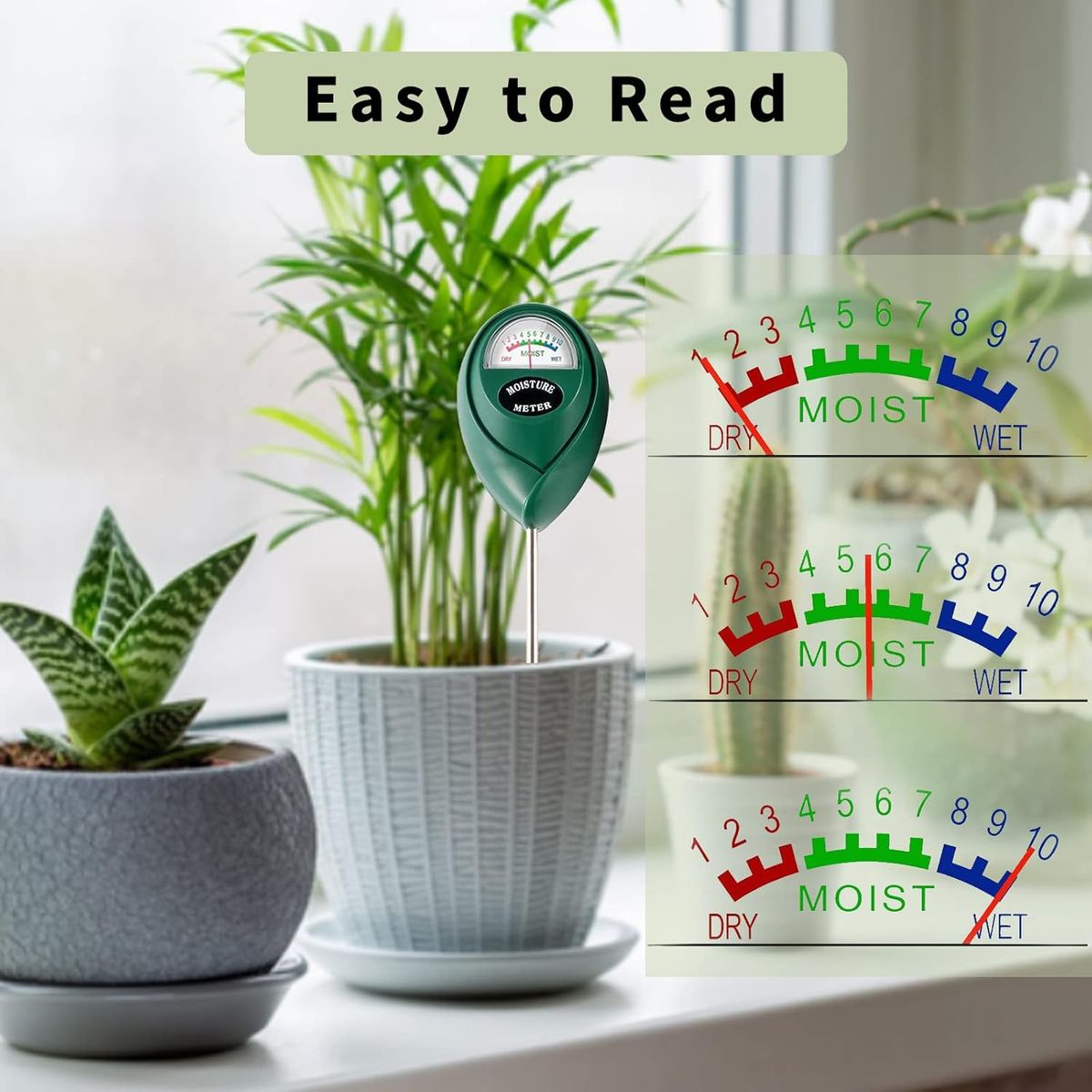 GENERICO - Medidor Humedad Suelo Para Plantas Jardin No Usa Bateria