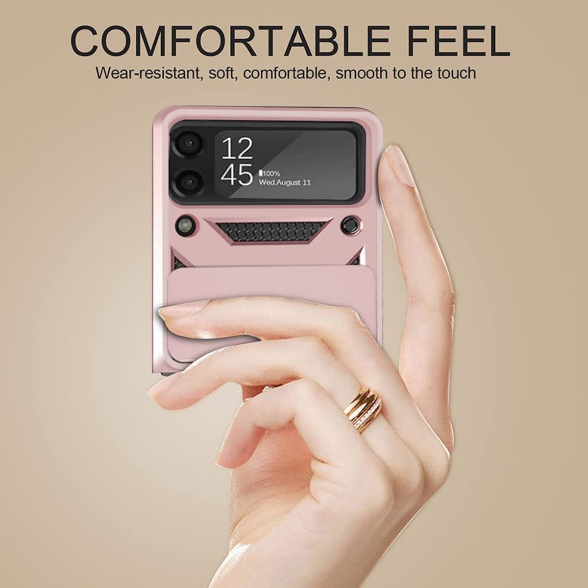 GENERICO - Carcasa Armor Con Anillo Para Samsung Z Flip 4 - Rosa