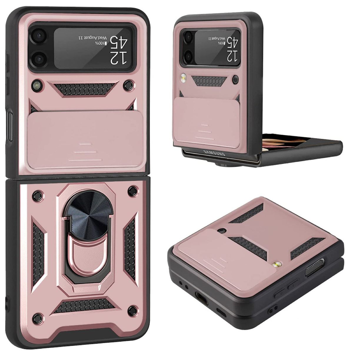 GENERICO - Carcasa Armor Con Anillo Para Samsung Z Flip 4 - Rosa