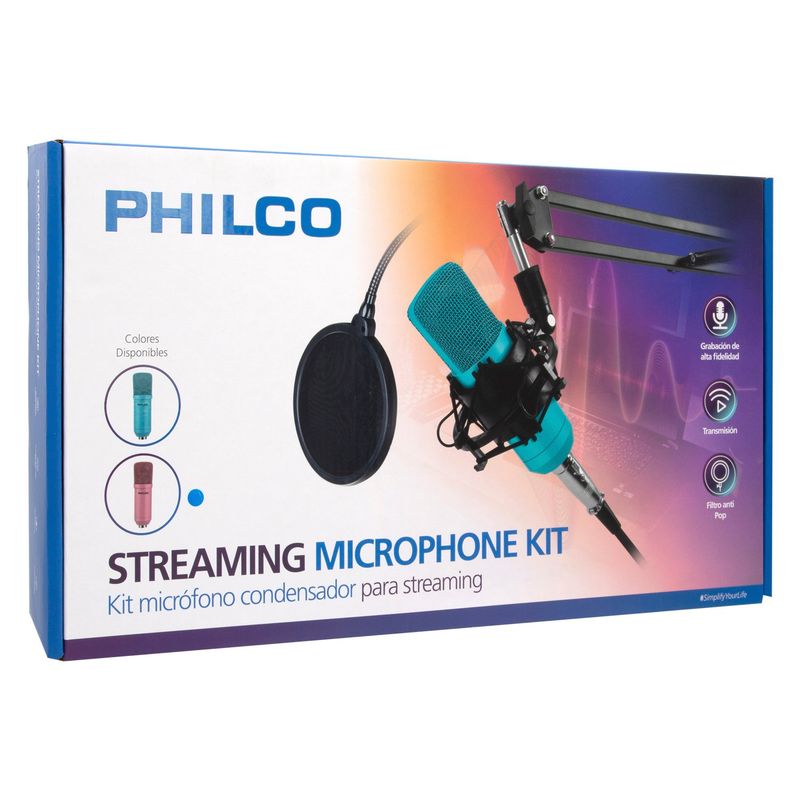 PHILCO - KIT STUDIO MICROPH CSOPPOPSTANDUSB SOUND CARD ROSADO