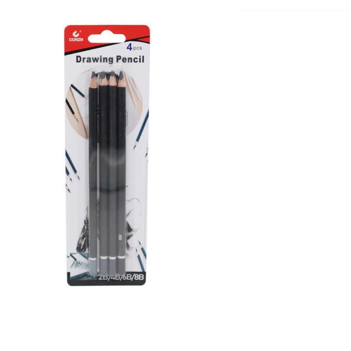 GENERICO - Pack 3  Lápices de Dibujo (2B, 4B, 6B, 8B) 4pcs