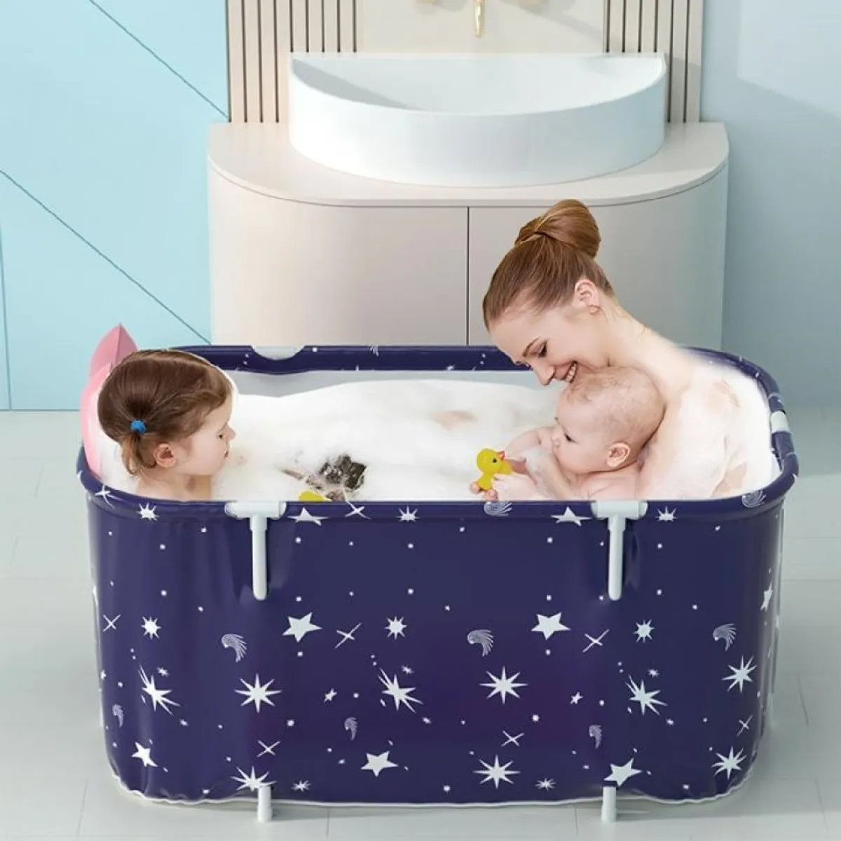 MUNDO MAGIA - Bañera Plegable Portátil Adultos Y Niños Balde Spa 120×55cm