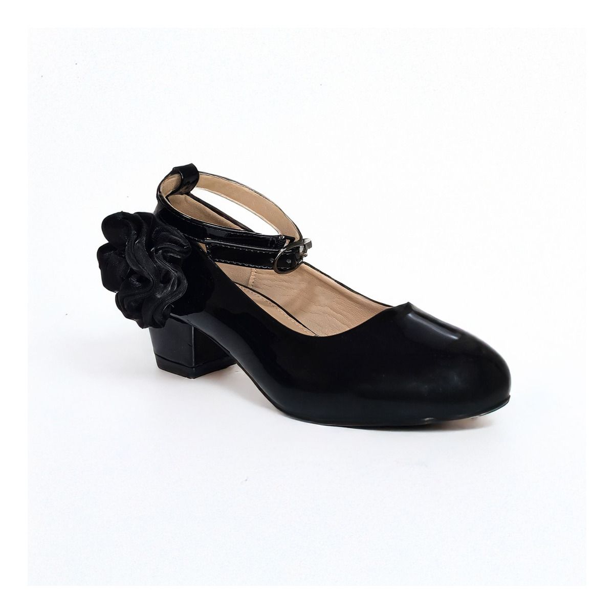 PAND G - Zapato Niña Charol con Taco Fiestas Bautizos Cueca Color Negro -7299