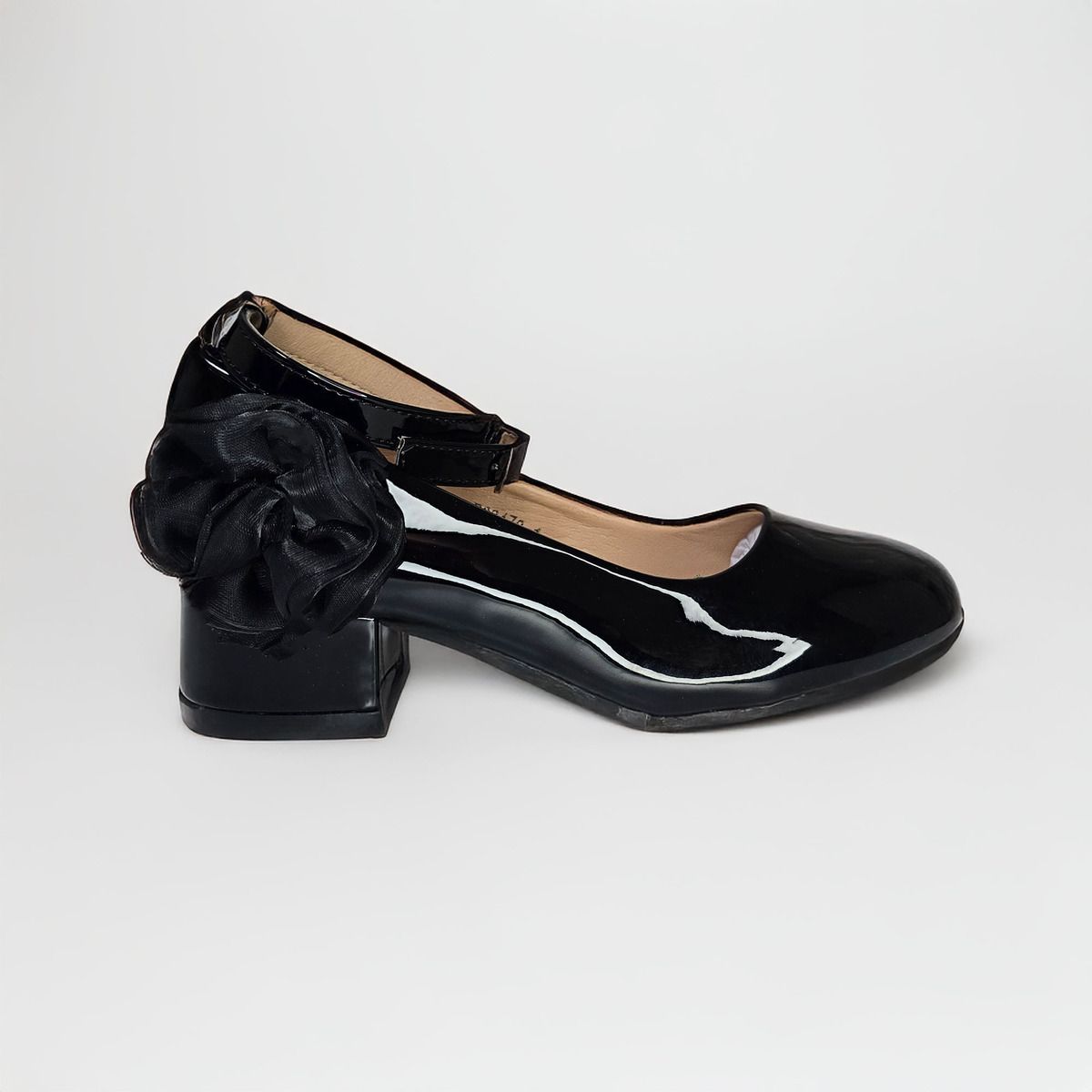 PAND G - Zapato Niña Charol con Taco Fiestas Bautizos Cueca Color Negro -7299