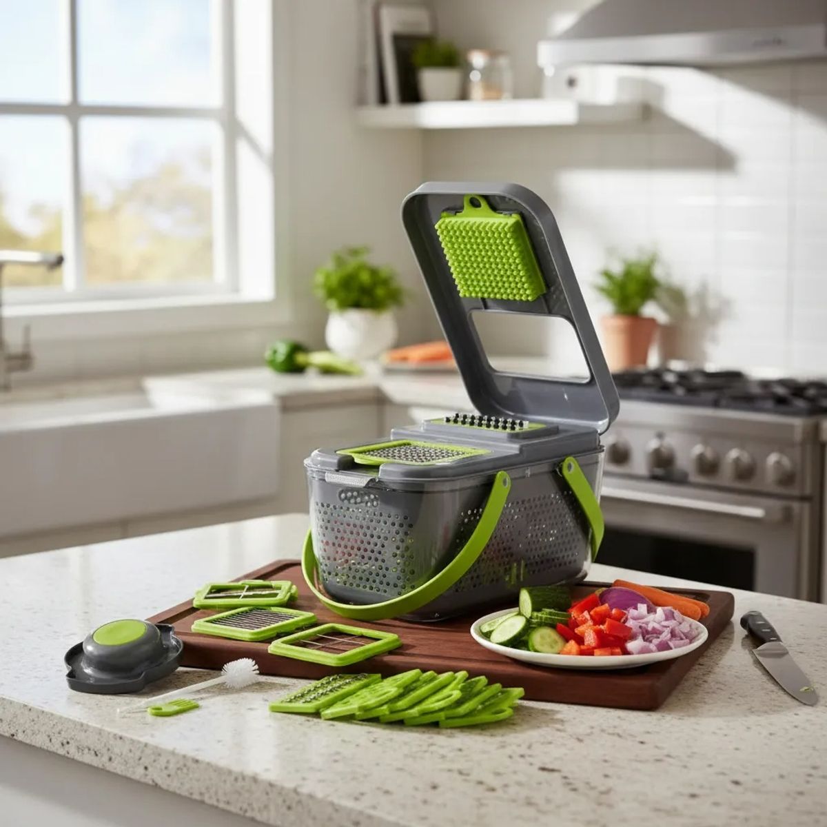 GENERICO - Picador Cortador De Verduras Frutas Rayador Alimentos 22en1 FIGOIMPORT