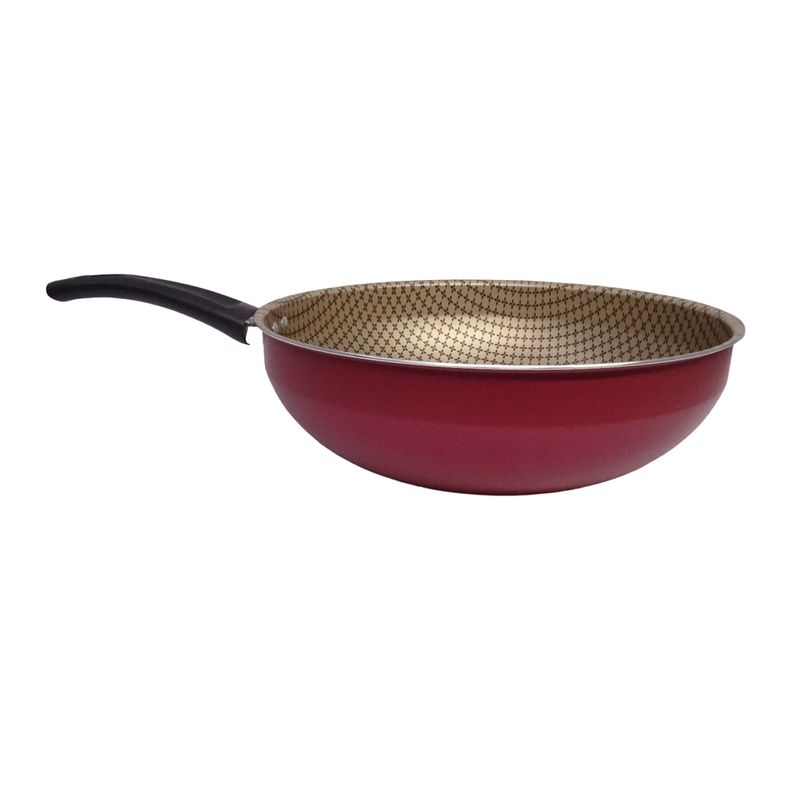 GENERICO - Sartén Wok Antiadherente 4,3 Litros 28cm Color Cereza