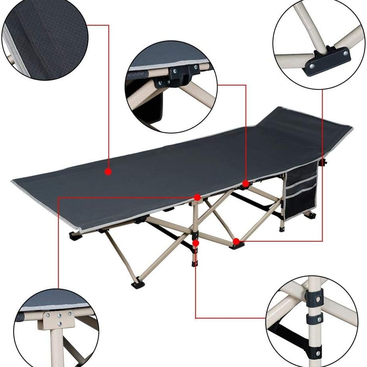 WAKESHOME - Silla De Playa Plegable Cama Plegable Camping Reposera 186cm