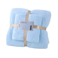 GENERICO - Pack 2 Toallas Celeste Baño Cuerpo Manos Microfibra Secado Rápido