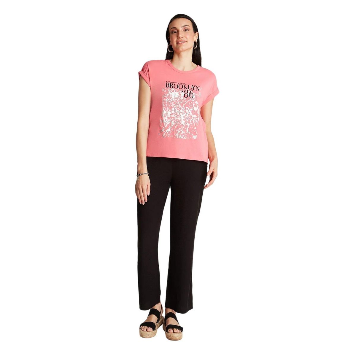 CURVI - Polera Fucsia Manga Corta Estampado