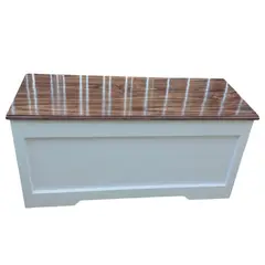 GENERICO - Baúl un Metro Blanco Tapa Nogal Vitrificada