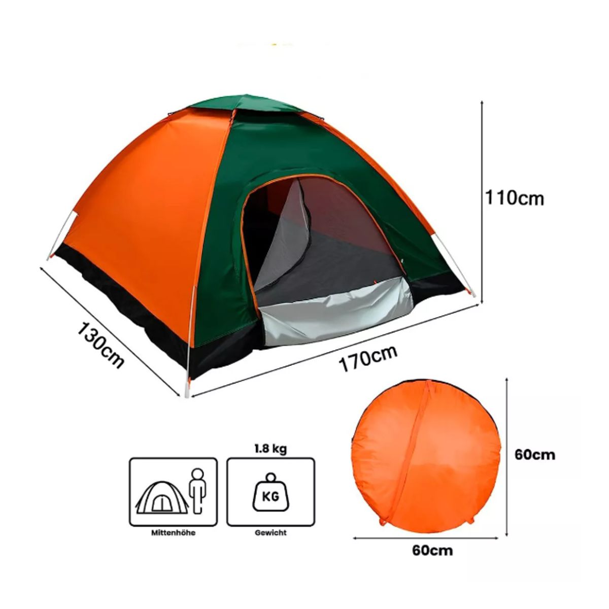 GENERICO - Carpa Camping 3 Personas Armado Fácil Auto Armable