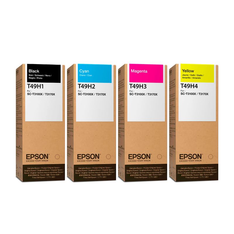 EPSON - Pack 4 Tintas Epson T49h Genuinas Bcmy Surecolor Sc-t3100x Sc-t3170x