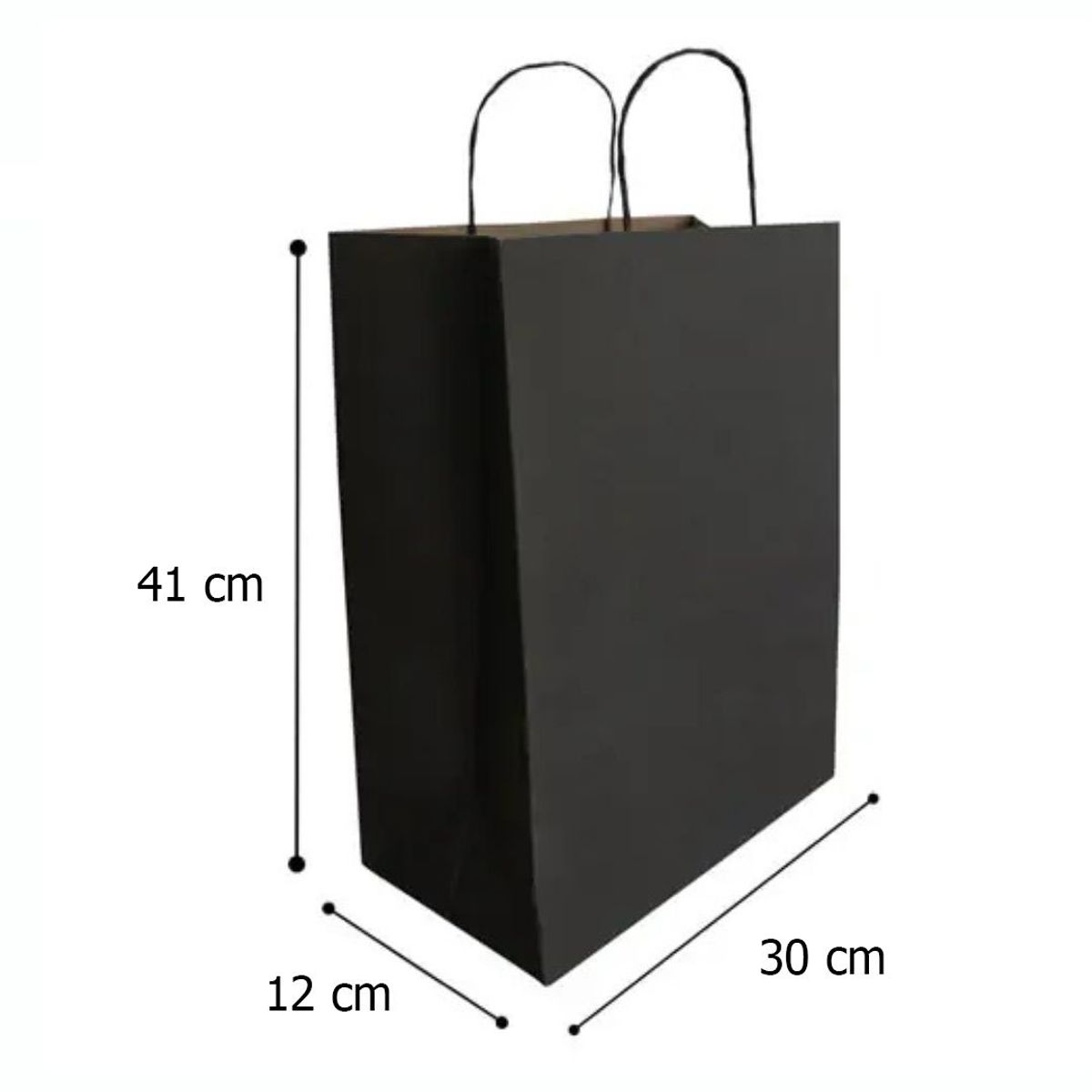 GENERICO - Bolsa De Papel Kraft Negro 30x12x41 25 Unidades