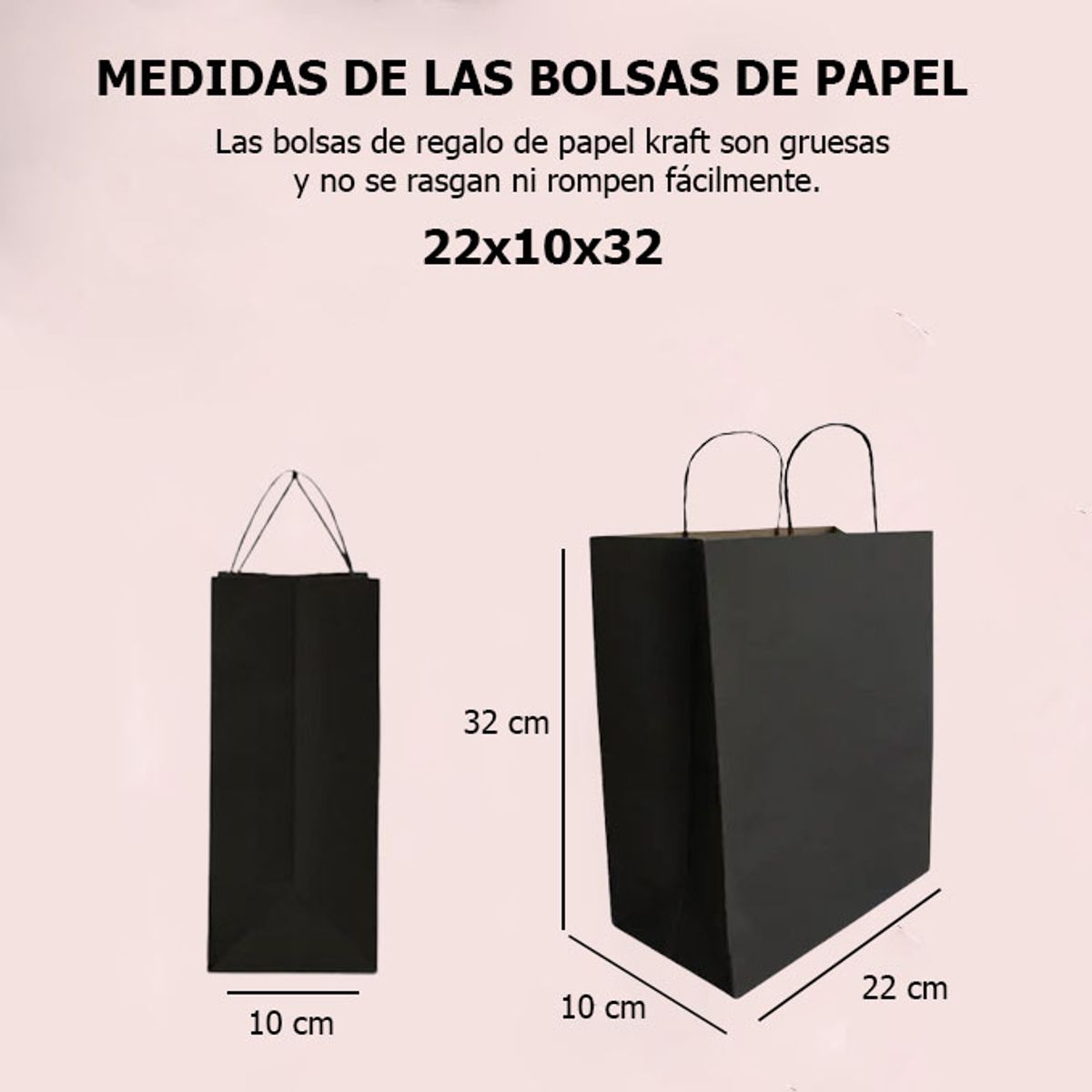GENERICO - Bolsa De Papel Kraft Negro 22x32 50 Unidades