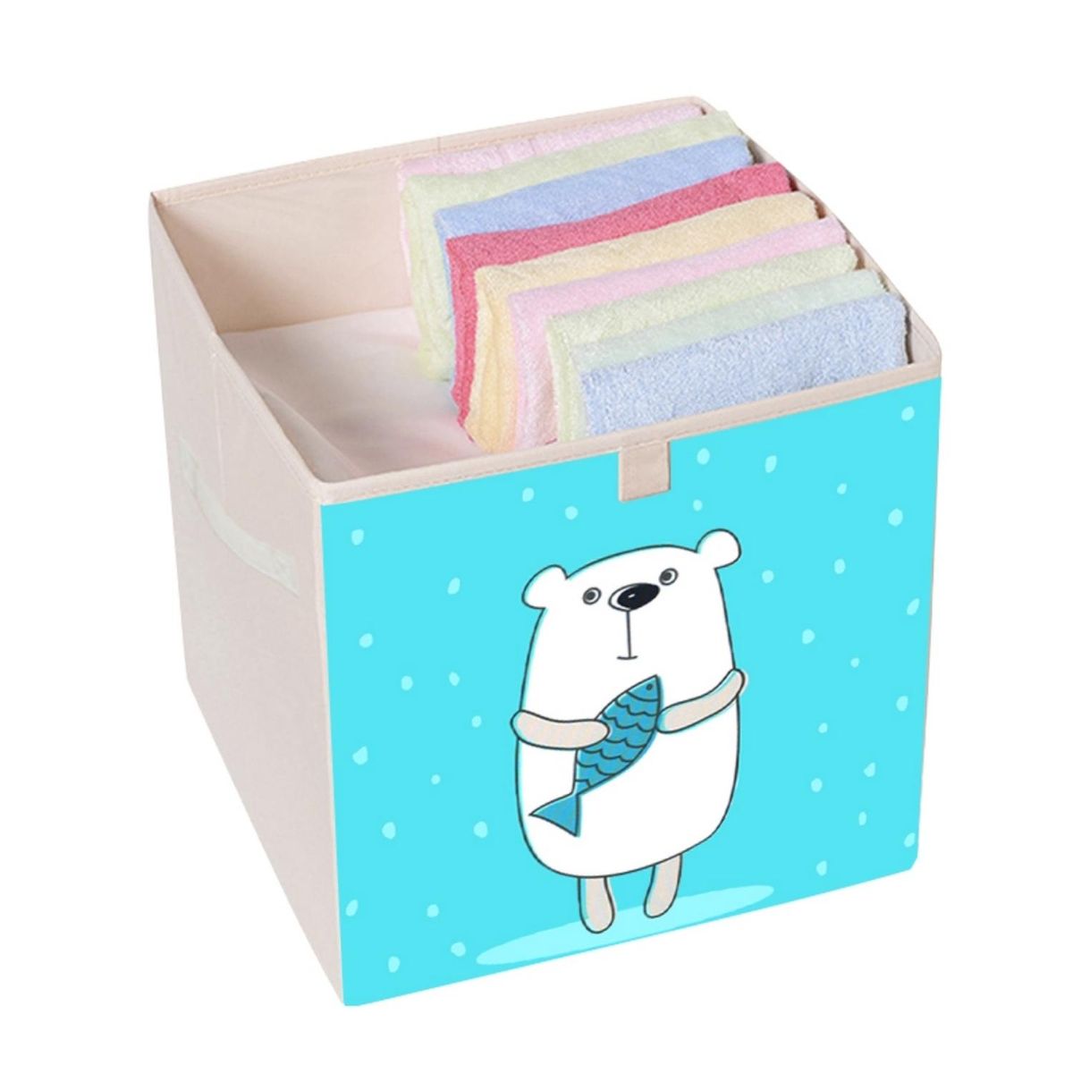 KIVARA - Caja Organizadora Juguetes Ropa Infantil Oso Polar