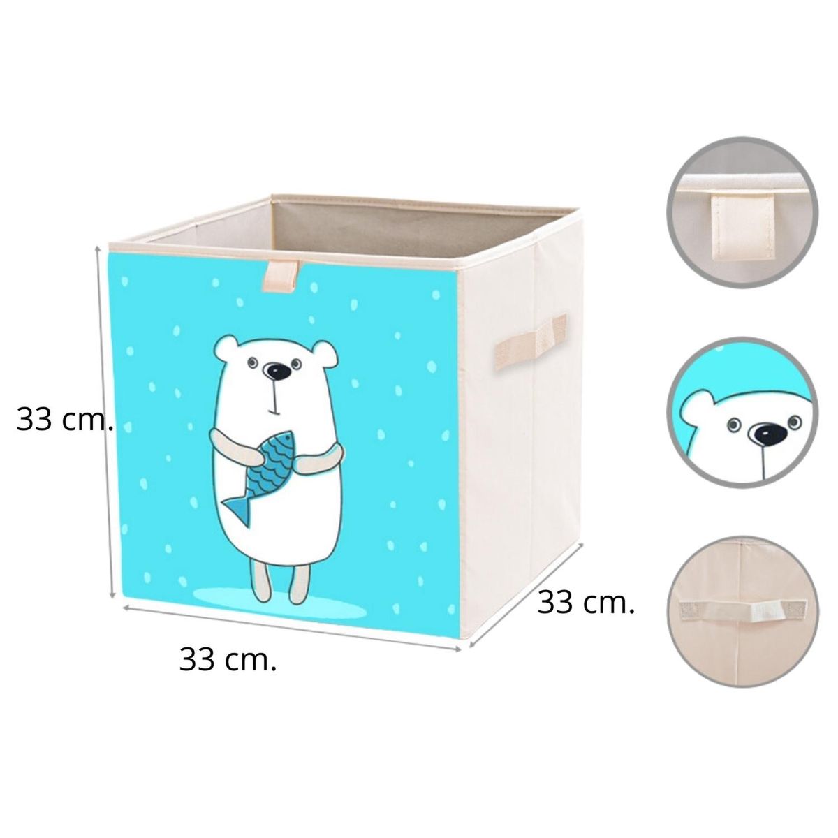 KIVARA - Caja Organizadora Juguetes Ropa Infantil Oso Polar