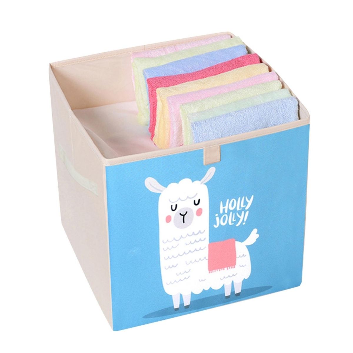 KIVARA - Caja Organizadora Juguetes Ropa Infantil Llama Holly Azul