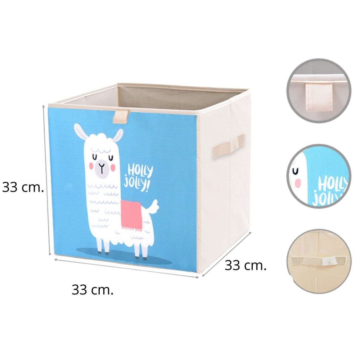 KIVARA - Caja Organizadora Juguetes Ropa Infantil Llama Holly Azul
