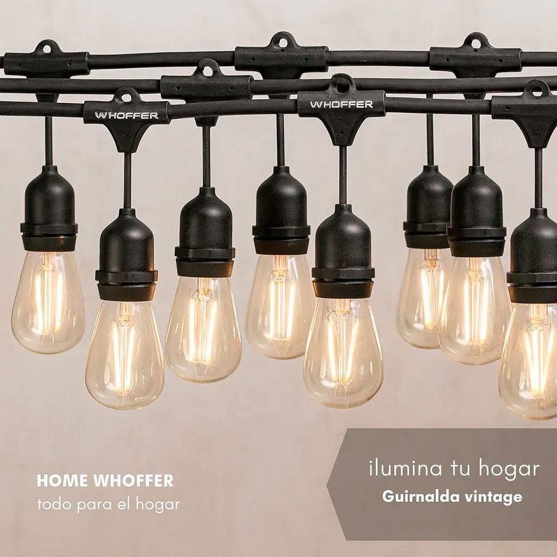 GENERICO - X2 Guirnalda Luces Terraza Exterior Whoffer 10m+10 Ampolleta