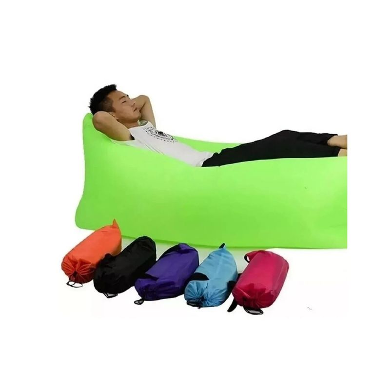 GENERICO - BANANA SOFA INFLABLE PARA ACAMPAR VERDE
